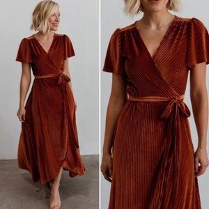 Baltic Born Andi Ribbed Velvet Wrap Dress, NWT